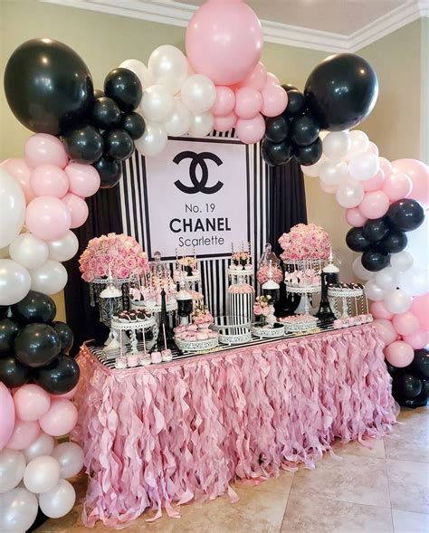 pink anf black chanel theme party ideas